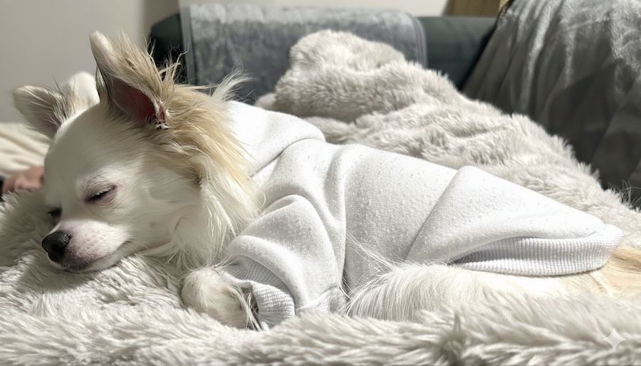 横たわり寝るチワワ